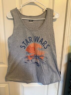 Star Wars Gray Tank Top with Orange and Blue Graphic